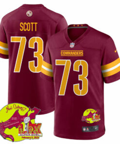 Trent Scott 73 Washington Commanders Super Bowl LIX New Orleans Patch Game Men Jersey - Burgundy JS6795 nicesnker