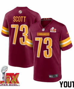 Trent Scott #73 Washington Commanders Super Bowl LIX Youth Jersey - Burgundy JS9054 nicesnker