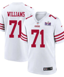 Trent Williams 71 San Francisco 49ers Super Bowl LVIII Patch Game Men Jersey - White JS8925 nicesnker