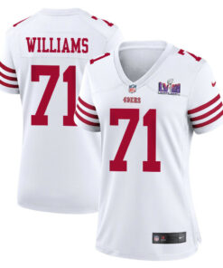 Trent Williams 71 San Francisco 49ers Super Bowl LVIII Patch Game Women Jersey - White JS9807 nicesnker