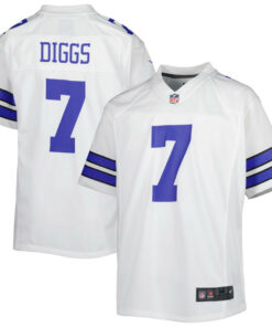 Trevon Diggs 7 Dallas Cowboys YOUTH Game Jersey - White JS9709 nicesnker