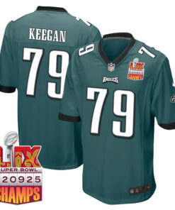 Trevor Keegan 79 Philadelphia Eagles Super Bowl LIX Champions Patch Game Men Jersey - Midnight Green JS7059 nicesnker