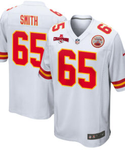 Trey Smith 65 Kansas City Chiefs AFC Champions Patch Game Men Jersey - White JS1686 nicesnker