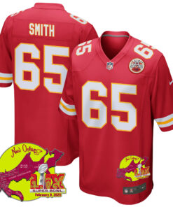 Trey Smith 65 Kansas City Chiefs Super Bowl LIX New Orleans Patch Game Men Jersey - Red JS3826 nicesnker