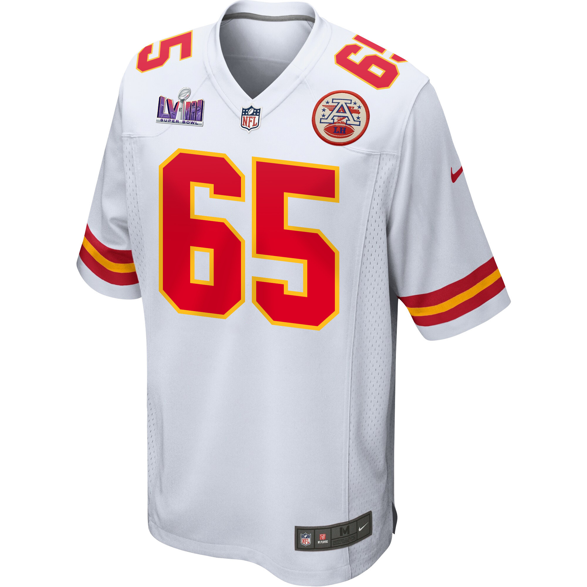 Trey Smith 65 Kansas City Chiefs Super Bowl LVIII Patch Game Men Jersey - White JS1550 nicesnker - Image 2