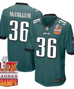 Tristin McCollum 36 Philadelphia Eagles Super Bowl LIX Champions Patch Game Men Jersey - Midnight Green JS6100 nicesnker