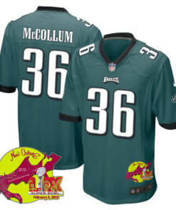 Tristin McCollum 36 Philadelphia Eagles Super Bowl LIX New Orleans Patch Game Men Jersey - Midnight Green JS8746 nicesnker