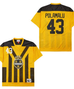 Troy Polamalu 43 Pittsburgh Steelers Retro Throwback Legacy Men Jersey - Black/Yellow JS6451 nicesnker