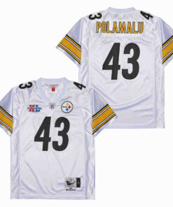 Troy Polamalu 43 Pittsburgh Steelers Super Bowl XL Retro Throwback Men Jersey - White JS6971 nicesnker