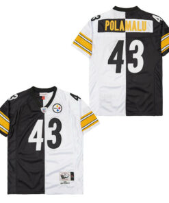 Troy Polamalu 43 Pittsburgh Steelers Two-Toned Retro Throwback Men Jersey - Black/White JS7156 nicesnker