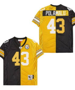 Troy Polamalu 43 Pittsburgh Steelers Two-Toned Retro Throwback Men Jersey - Black/Yellow JS4229 nicesnker