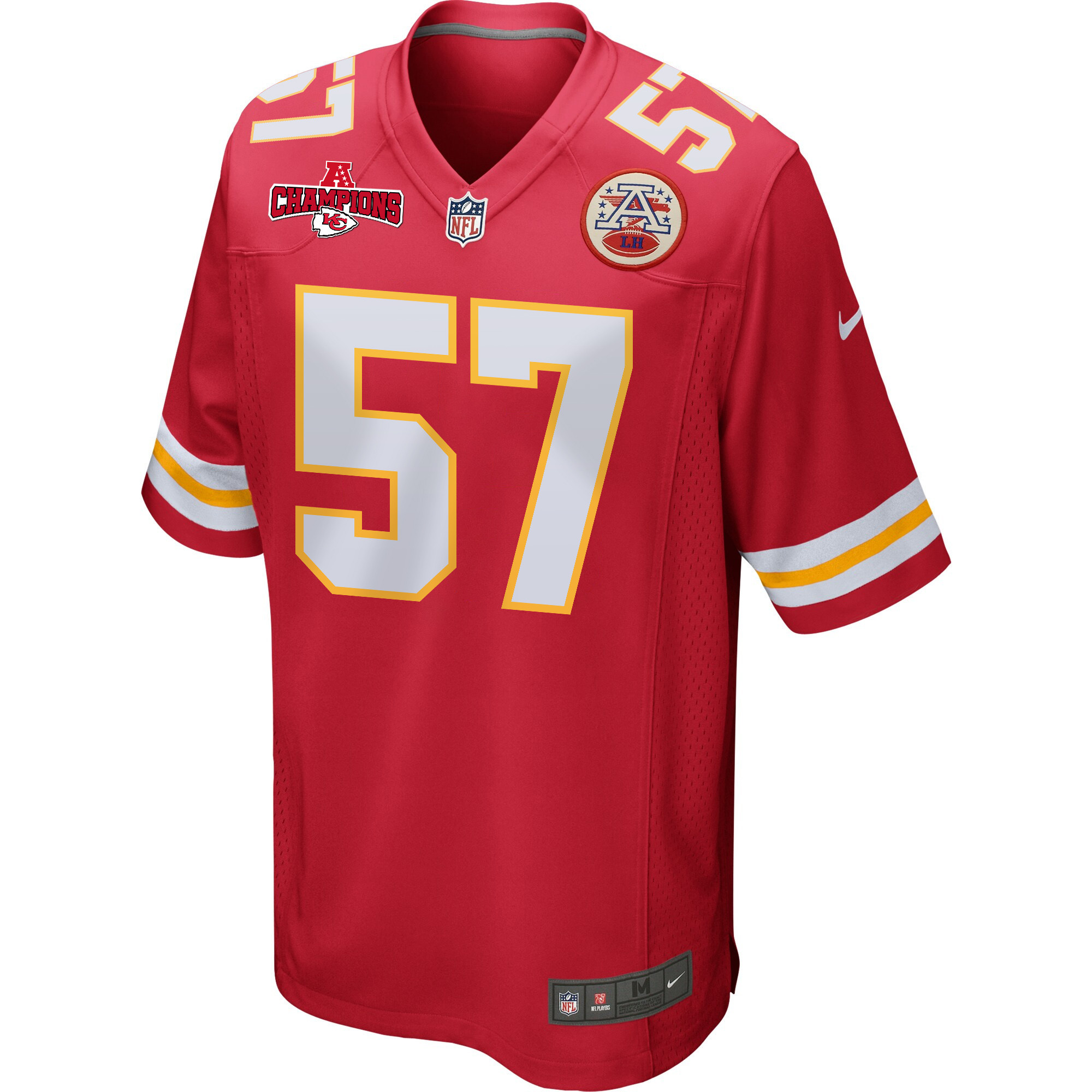 Truman Jones 57 Kansas City Chiefs AFC Champions Patch Game Men Jersey - Red JS7338 nicesnker - Image 2