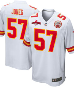 Truman Jones 57 Kansas City Chiefs AFC Champions Patch Game Men Jersey - White JS1817 nicesnker
