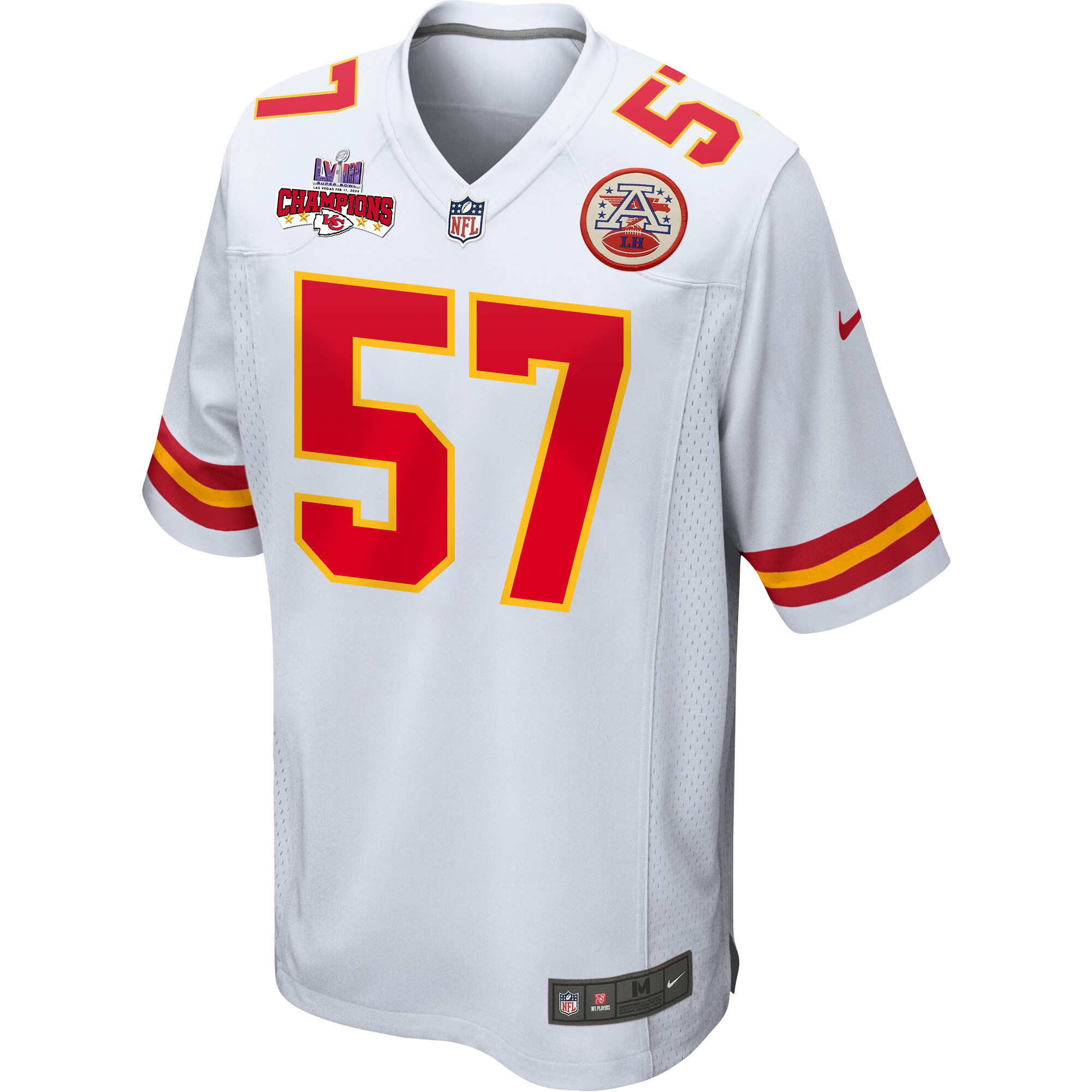 Truman Jones 57 Kansas City Chiefs Super Bowl LVIII Champions 4 Stars Patch Game Men Jersey - White JS3657 nicesnker - Image 2