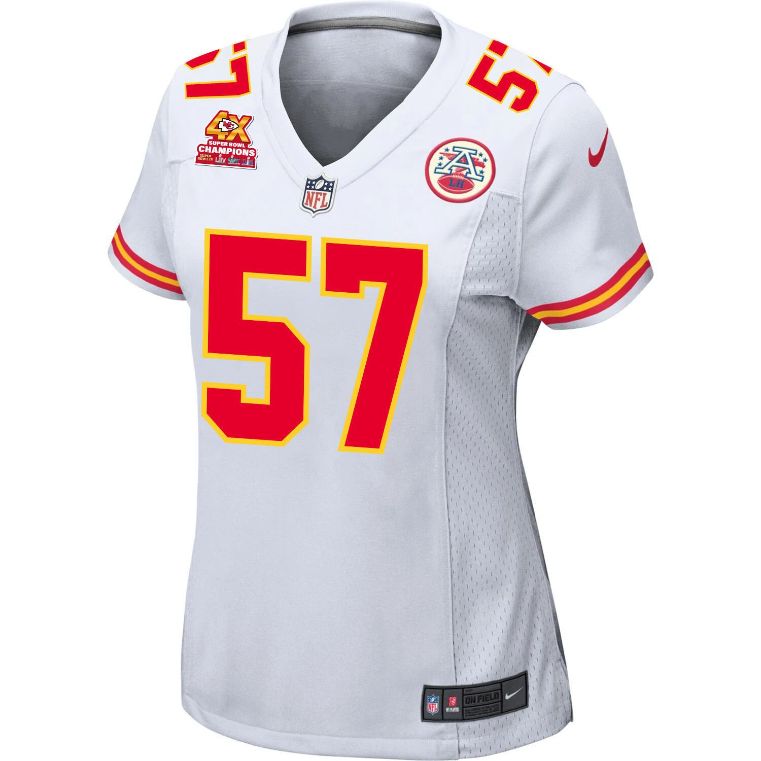 Truman Jones 57 Kansas City Chiefs Super Bowl LVIII Champions 4X Game Women Jersey - White JS2943 nicesnker - Image 2