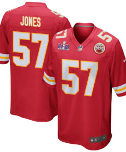 Truman Jones 57 Kansas City Chiefs Super Bowl LVIII Patch Game Men Jersey - Red JS8982 nicesnker