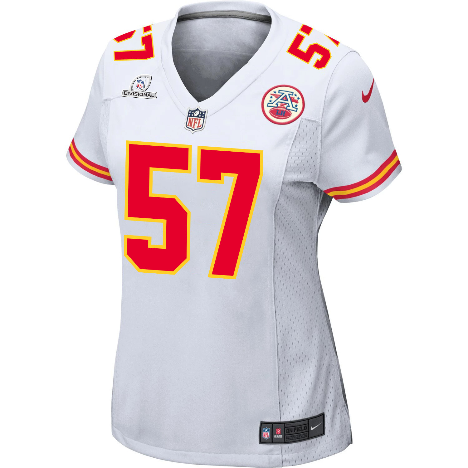 Truman Jones 57 Kansas City Chiefs Super Bowl LVIII Patch Game Women Jersey - White JS6568 nicesnker - Image 2