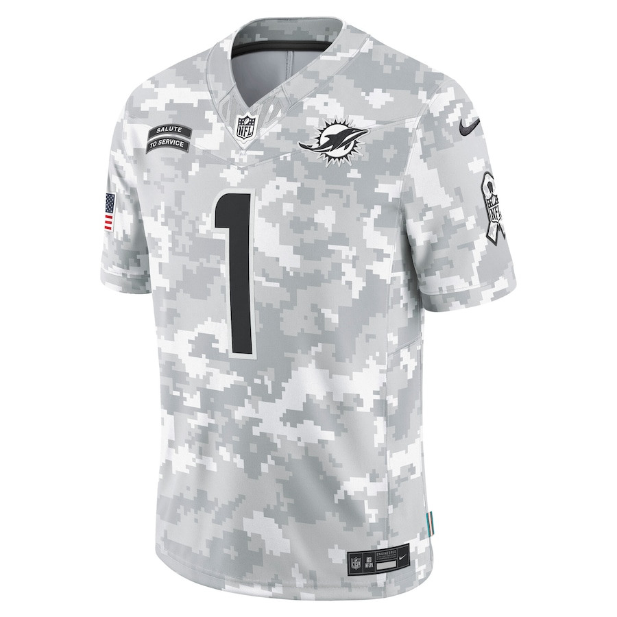 Tua Tagovailoa 1 Miami Dolphins 2024 Salute to Service Limited Men Jersey - Arctic Camo JS2452 nicesnker - Image 2