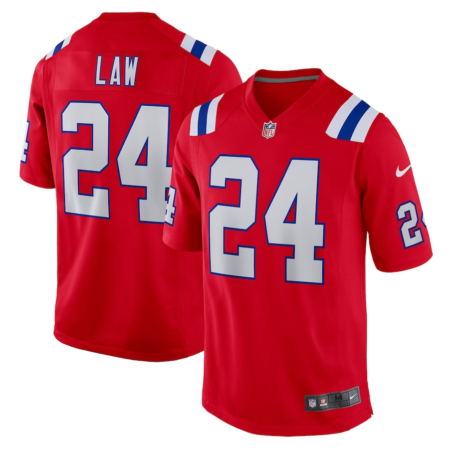 Ty Law 24 New England Patriots Men Retired Alternate Game Jersey - Red JS3150 nicesnker