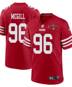 T.Y. McGill 96 San Francisco 49ers NFC Champions Patch Game Men Jersey - Scarlet JS5963 nicesnker