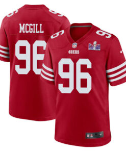 T.Y. McGill 96 San Francisco 49ers Super Bowl LVIII Patch Game Men Jersey - Scarlet JS3455 nicesnker