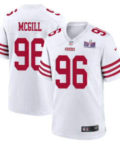 T.Y. McGill 96 San Francisco 49ers Super Bowl LVIII Patch Game Men Jersey - White JS7593 nicesnker