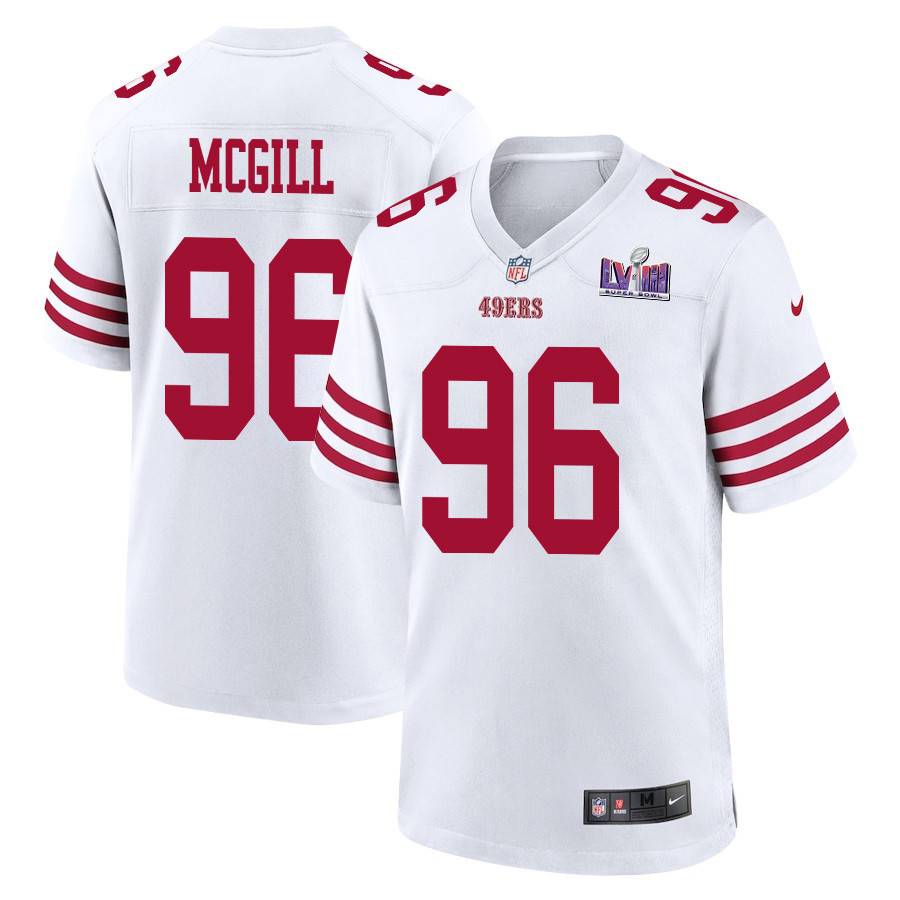 T.Y. McGill 96 San Francisco 49ers Super Bowl LVIII Patch Game Men Jersey - White JS7593 nicesnker