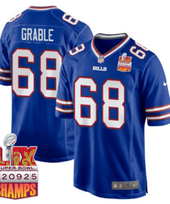 Tylan Grable 68 Buffalo Bills Super Bowl LIX Champions Patch Game Men Jersey - Royal JS1933 nicesnker