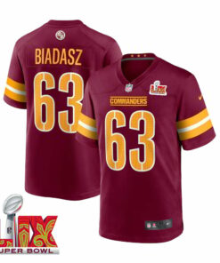Tyler Biadasz #63 Washington Commanders Super Bowl LIX Jersey - Men's - Burgundy JS2075 nicesnker