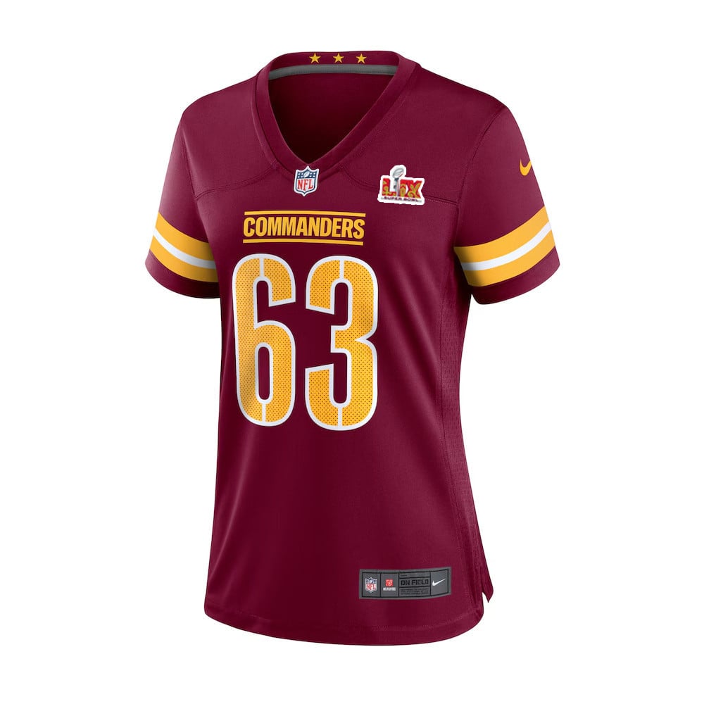 Tyler Biadasz #63 Washington Commanders Super Bowl LIX Women's Jersey - Burgundy JS7469 nicesnker - Image 2