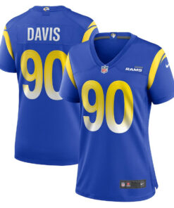Tyler Davis 90 Los Angeles Rams Game Women Jersey - Royal JS5756 nicesnker