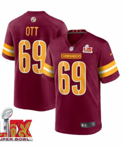 Tyler Ott #69 Washington Commanders Super Bowl LIX Jersey - Men's - Burgundy JS3334 nicesnker