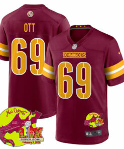 Tyler Ott 69 Washington Commanders Super Bowl LIX New Orleans Patch Game Men Jersey - Burgundy JS4350 nicesnker
