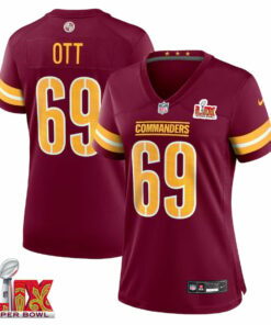 Tyler Ott #69 Washington Commanders Super Bowl LIX Women's Jersey - Burgundy JS2674 nicesnker