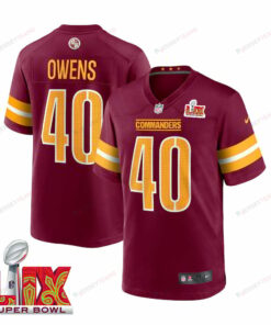 Tyler Owens #40 Washington Commanders Super Bowl LIX Jersey - Men's - Burgundy JS5803 nicesnker