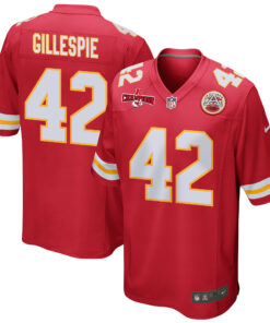 Tyree Gillespie 42 Kansas City Chiefs AFC Champions Patch Game Men Jersey - Red JS5089 nicesnker