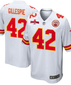 Tyree Gillespie 42 Kansas City Chiefs AFC Champions Patch Game Men Jersey - White JS2141 nicesnker