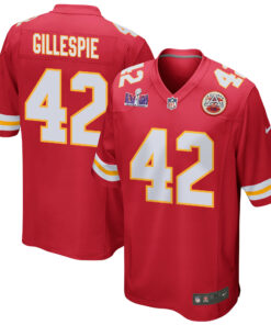 Tyree Gillespie 42 Kansas City Chiefs Super Bowl LVIII Patch Game Men Jersey - Red JS4965 nicesnker