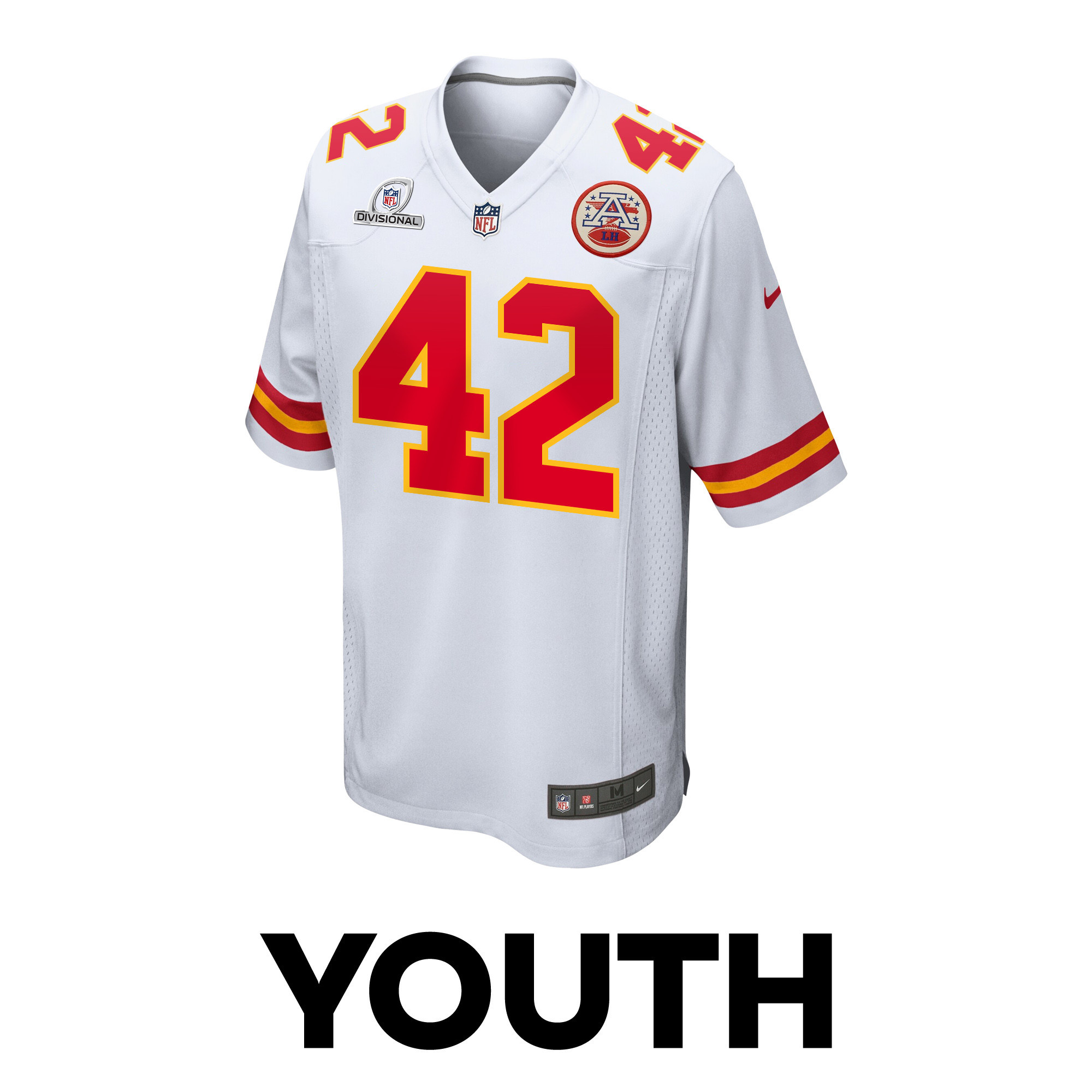 Tyree Gillespie 42 Kansas City Chiefs Super Bowl LVIII Patch Game YOUTH Jersey - White JS3174 nicesnker - Image 2
