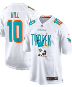 Tyreek Hill 10 Miami Dolphins Celebrating Game Men Jersey - White JS1538 nicesnker