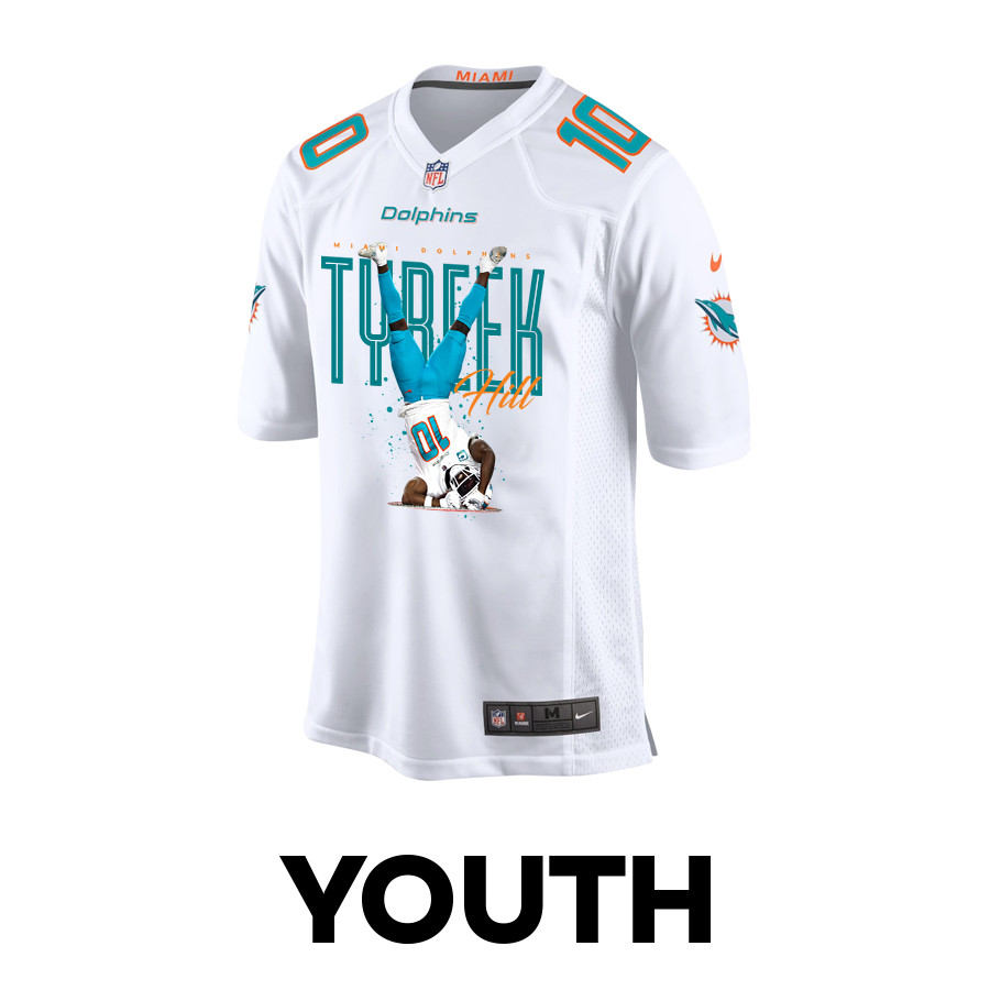 Tyreek Hill 10 Miami Dolphins Celebrating Game YOUTH Jersey - White JS5068 nicesnker - Image 2