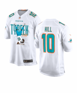 Tyreek Hill 10 Miami Dolphins Celebrating Game YOUTH Jersey - White JS5068 nicesnker