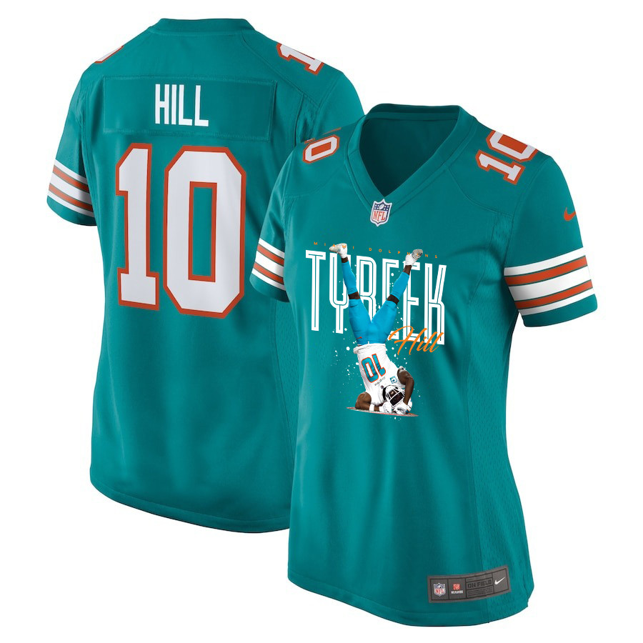 Tyreek Hill 10 Miami Dolphins Celebrating Women Alternate Game Jersey - Aqua JS3957 nicesnker