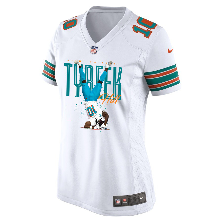 Tyreek Hill 10 Miami Dolphins Celebrating Women Alternate Game Jersey - White JS2781 nicesnker - Image 3