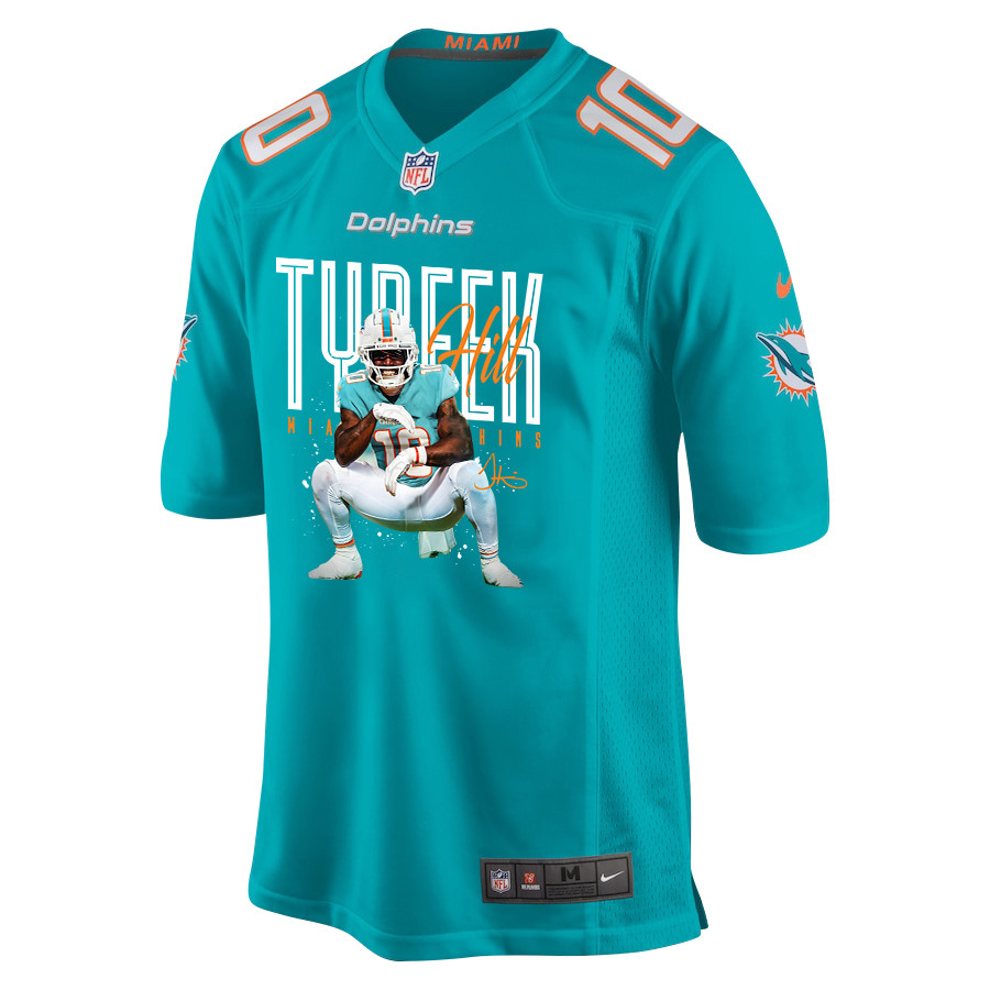 Tyreek Hill 10 Miami Dolphins Cheetah Celebration Game Men Jersey - Aqua JS7470 nicesnker - Image 2