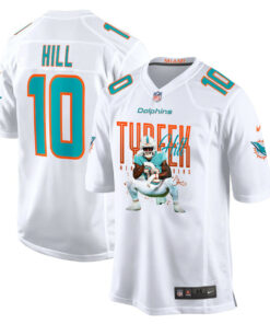 Tyreek Hill 10 Miami Dolphins Cheetah Celebration Game Men Jersey - White JS2040 nicesnker