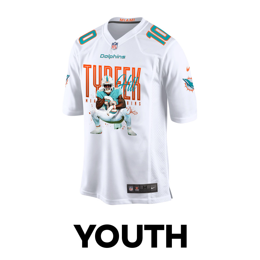 Tyreek Hill 10 Miami Dolphins Cheetah Celebration Game YOUTH Jersey - White JS1496 nicesnker - Image 2
