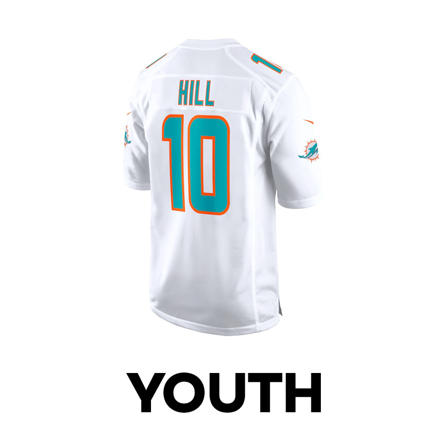 Tyreek Hill 10 Miami Dolphins Cheetah Celebration Game YOUTH Jersey - White JS1496 nicesnker - Image 3