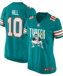 Tyreek Hill 10 Miami Dolphins Cheetah Celebration Women Alternate Game Jersey - Aqua JS2883 nicesnker