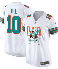 Tyreek Hill 10 Miami Dolphins Cheetah Celebration Women Alternate Game Jersey - White JS7945 nicesnker